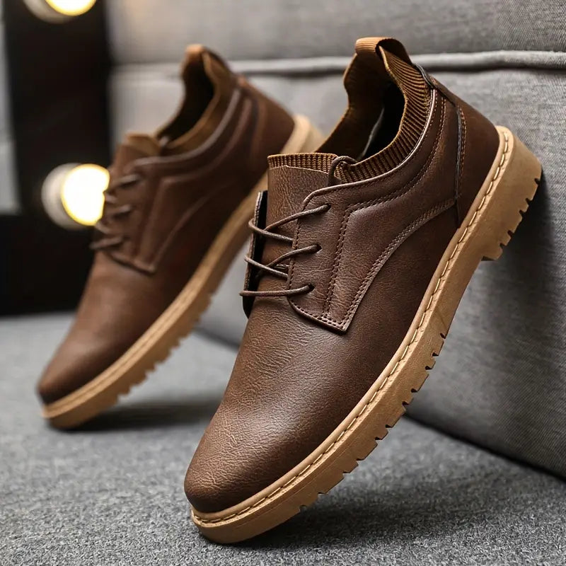 Samuel - Klassieke en Stijlvolle Herfst Antislip Bruine Leren Schoenen voor Mannen