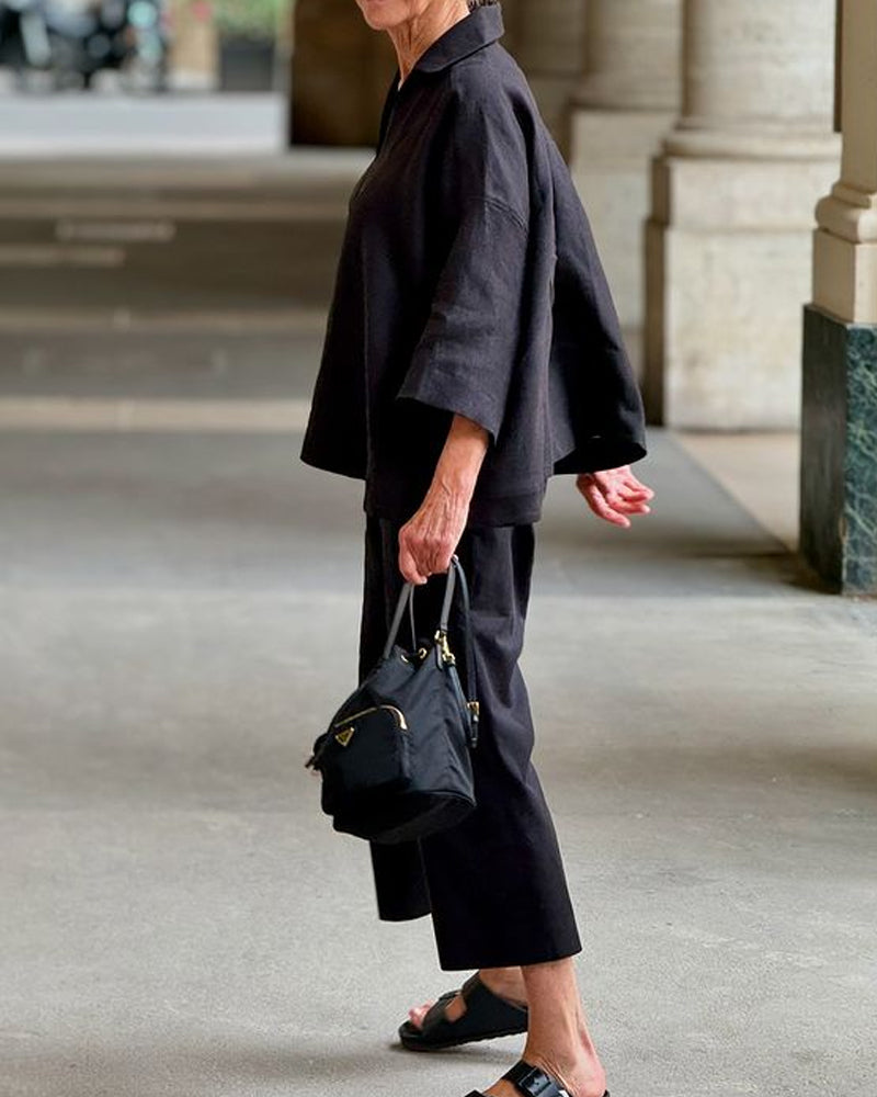 Ramona | Casual Lapel Top & Pants Two-Piece Set