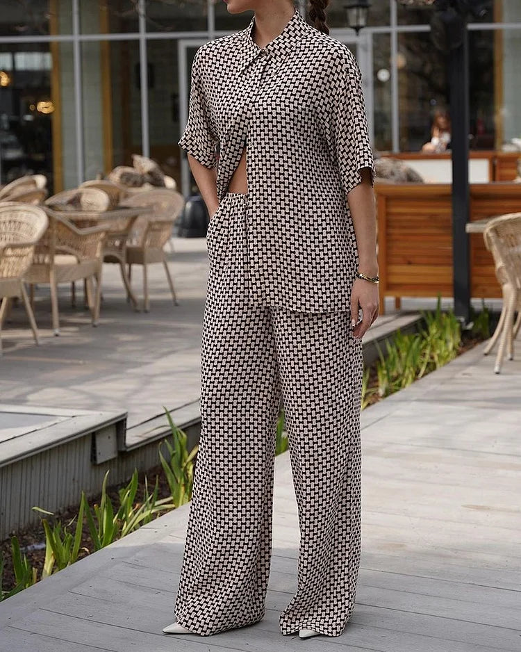 Malina | Bedrukte casual set met korte mouwen
