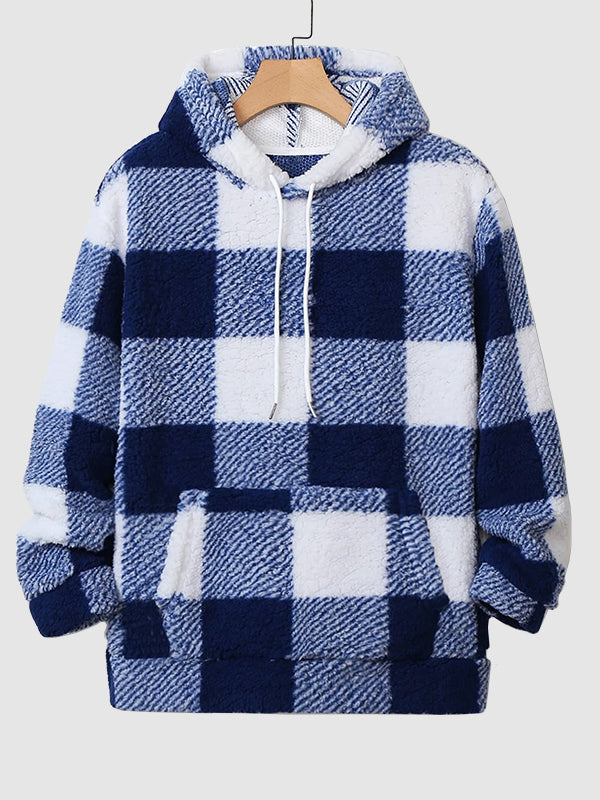 Brahim | Klassiek geruit fleece sweatshirt met capuchon