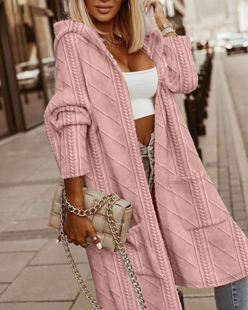 Pauline Laurent™ | Lange Getextureerde Vest Met Capuchon Voor Stijlvolle Damesmode