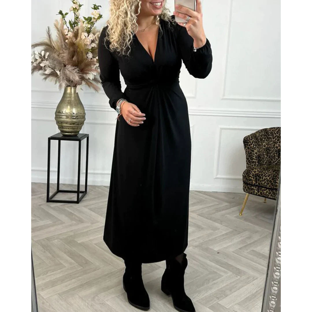 Sexy Effen Jurk met Lange Mouwen