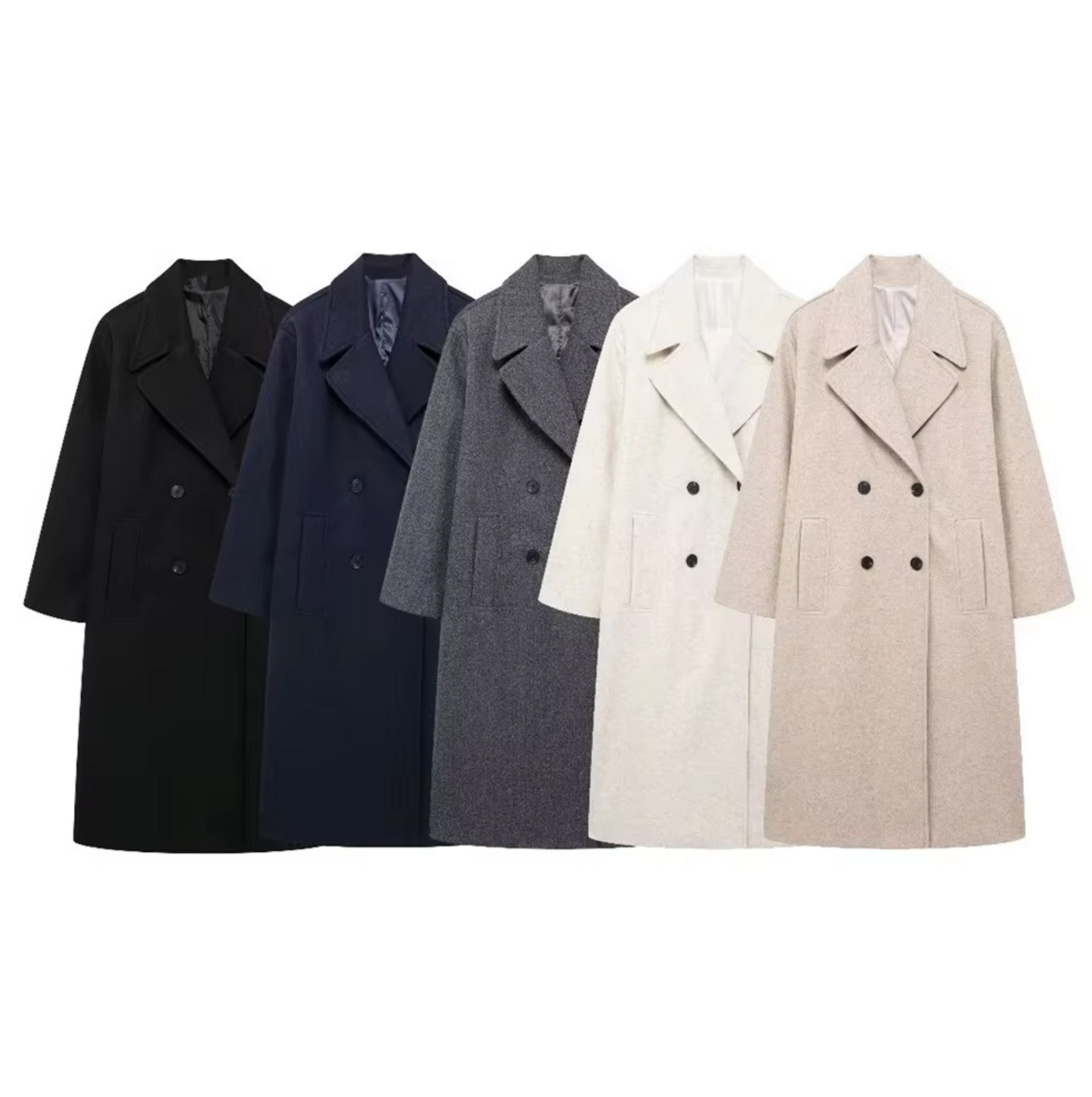 Carla – Klassieke halflange trenchcoat met dubbele rij knopen