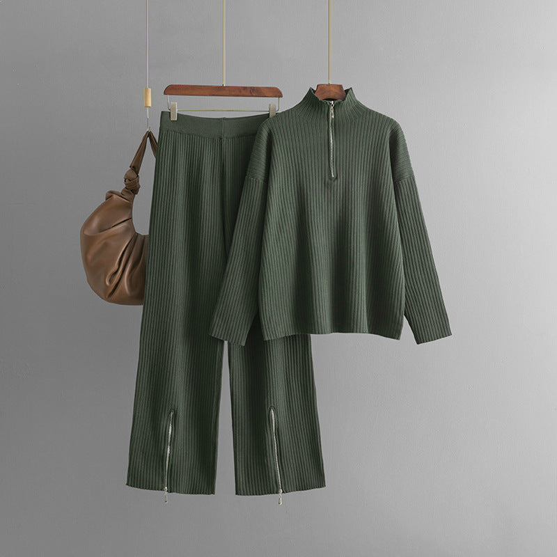 Emmi | Casual coltrui met rits tweedelige set