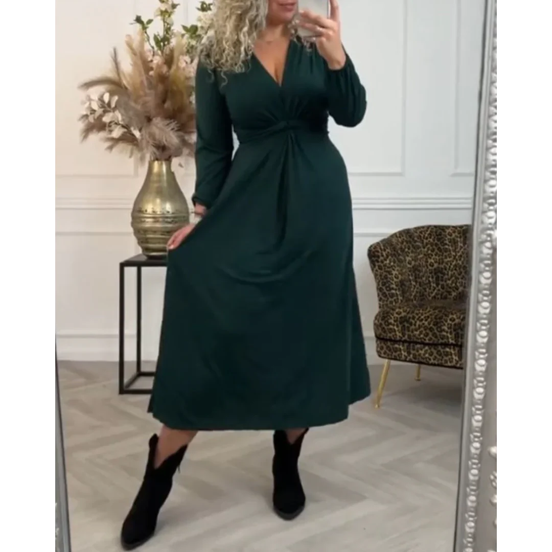 Sexy Effen Jurk met Lange Mouwen