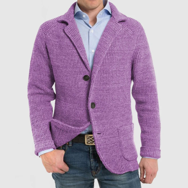 Victor - Heren Langharige Gebreide Vest met Trendy Patentas
