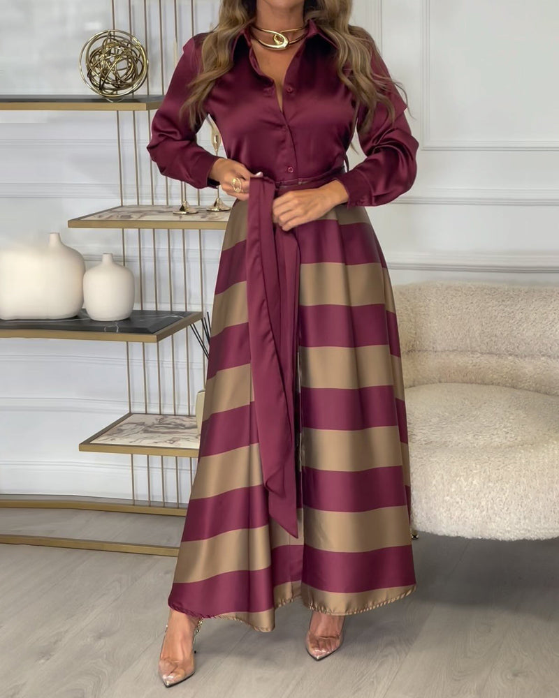 Ishika | Elegant satijnen shirt & losse rok tweedelige set