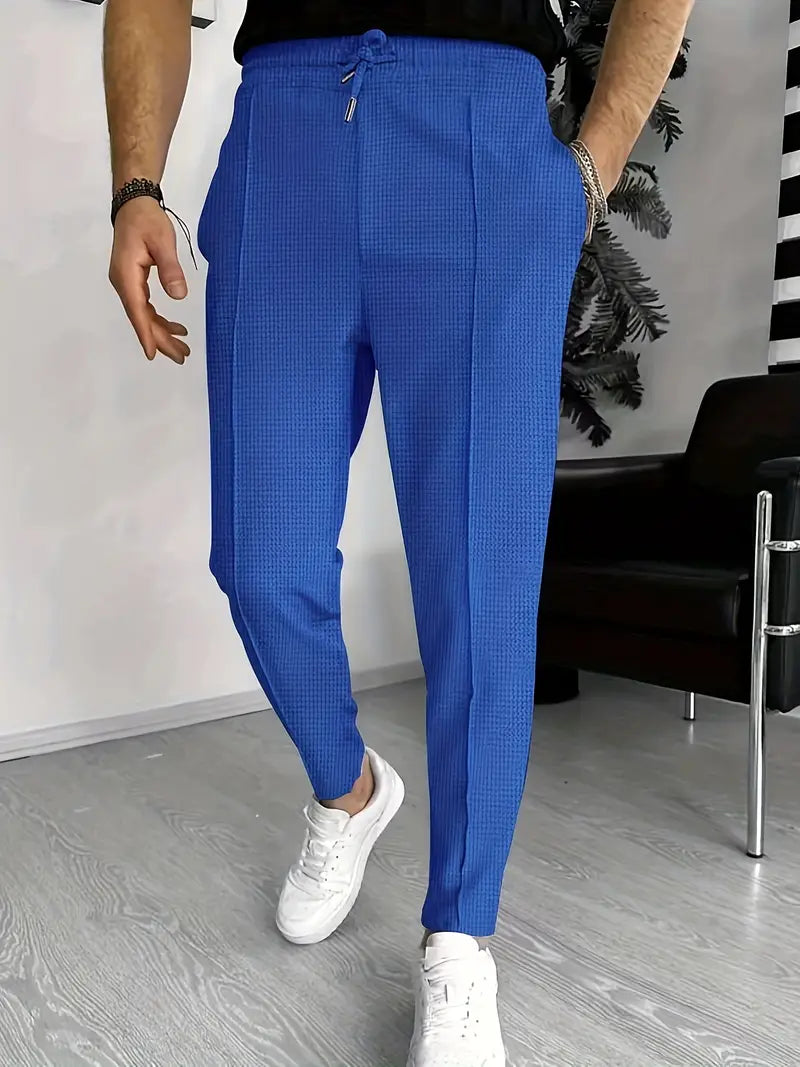 Lars - Stijlvolle Waffle Print Broek voor Mannen