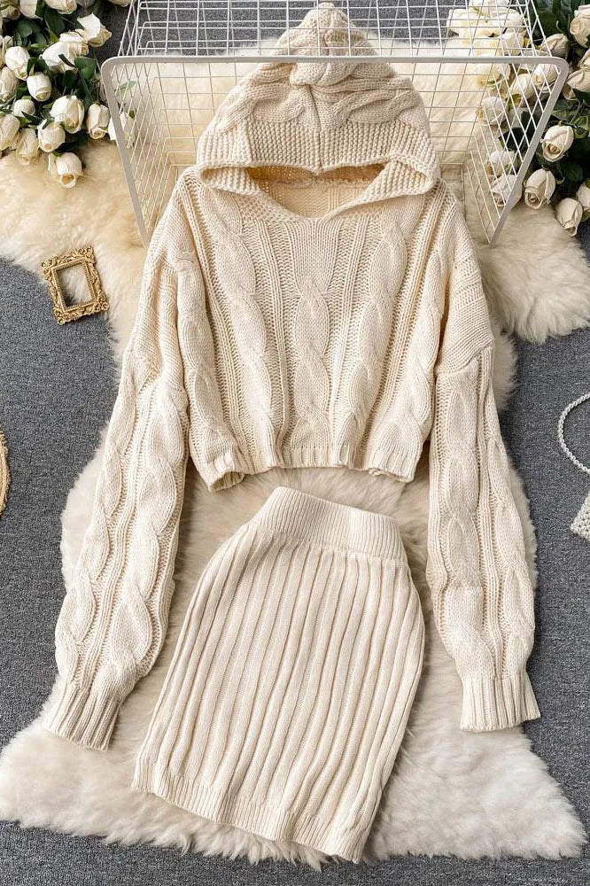 Bojana | Trui met capuchon Top en Rok Set