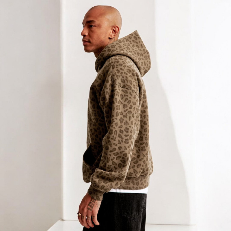 Jairo | Hoodie met luipaardprint voor heren - Stijlvolle pullover voor casual streetwear
