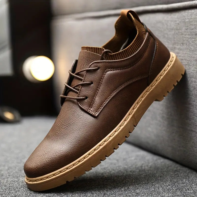 Samuel - Klassieke en Stijlvolle Herfst Antislip Bruine Leren Schoenen voor Mannen