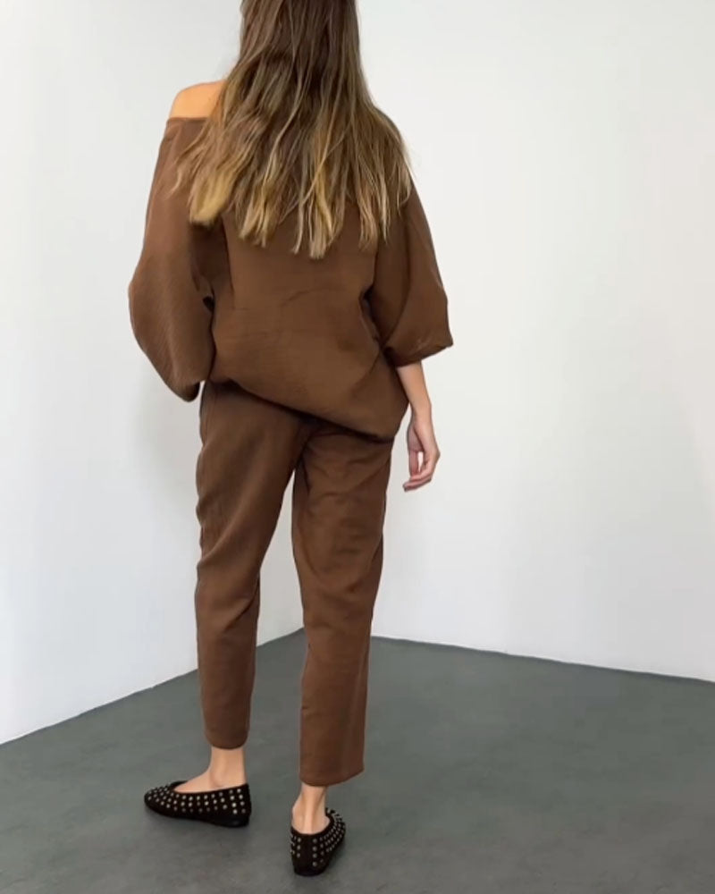 Elina | Casual V-hals top & broek set