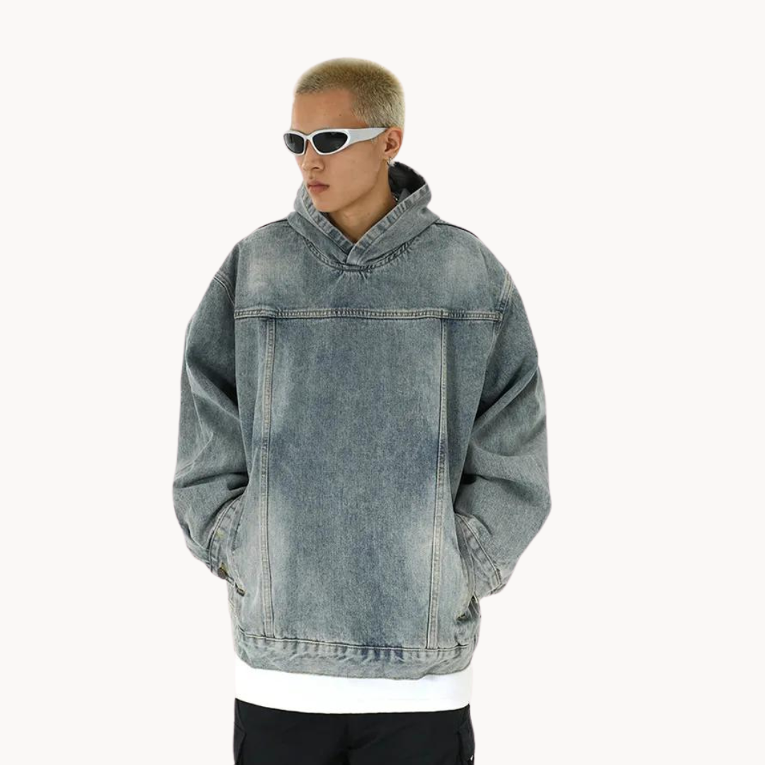 Mikhail | Urban Denim Hoodie in Vintage Stijl - Stijlvolle Dagelijkse Dracht