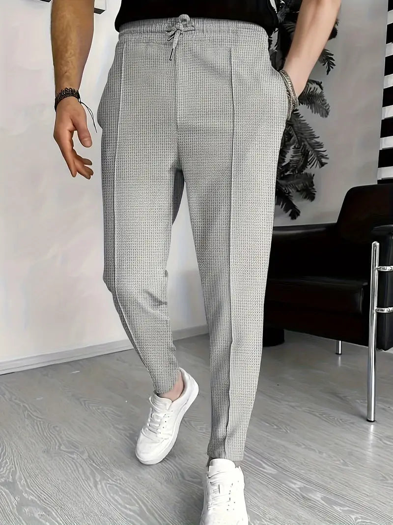 Lars - Stijlvolle Waffle Print Broek voor Mannen