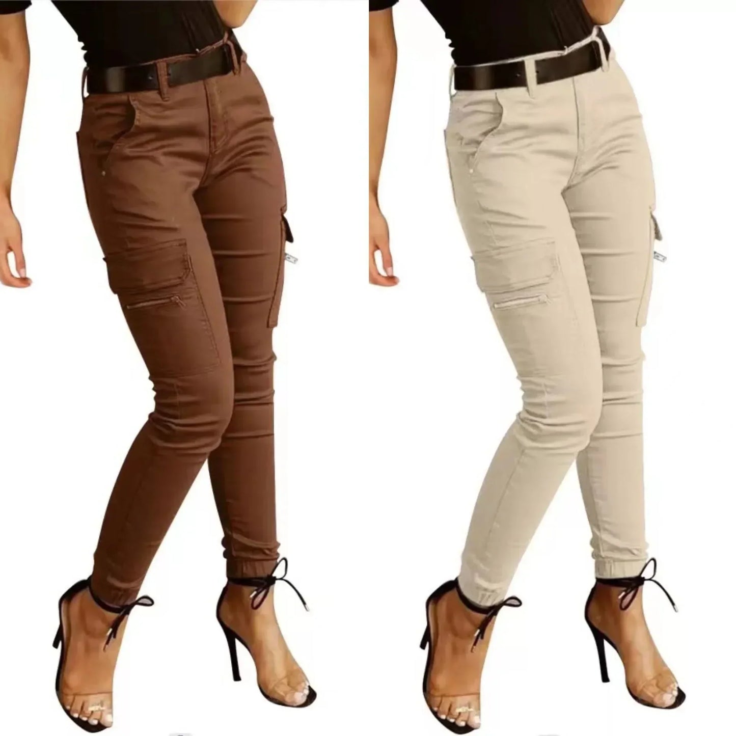 Gwen - Stoere Cargo Broek met Hoge Taille voor Vrouwen