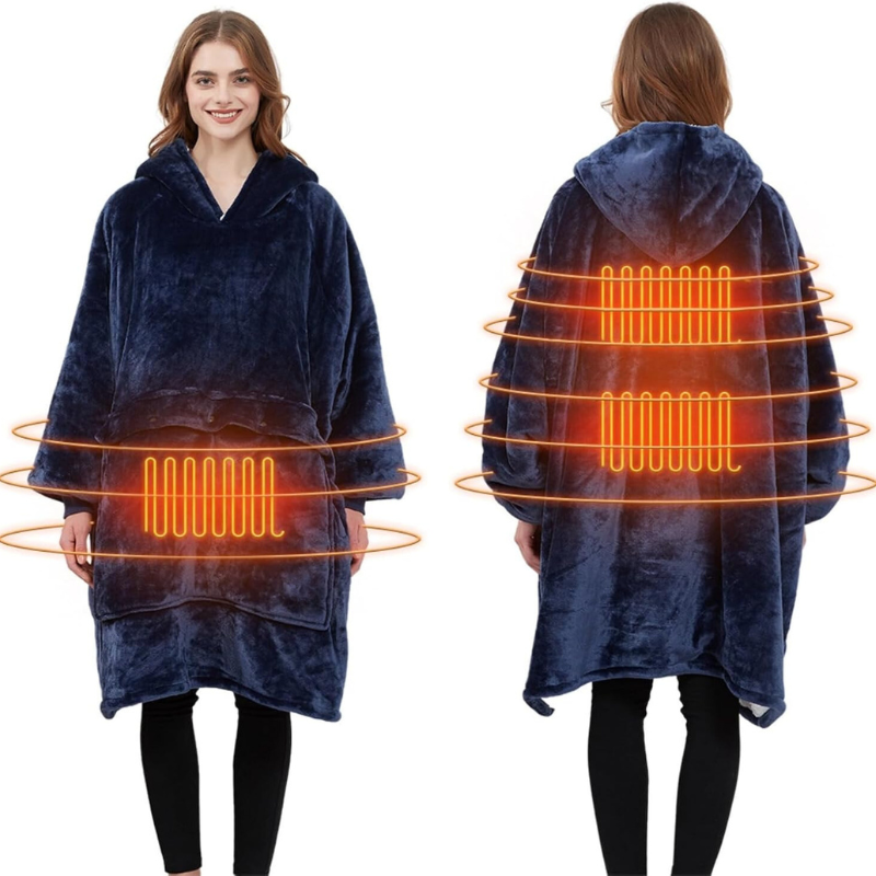 WarmWrap | Oversized Hoodie Deken met USB-verwarming - Fleece draagbare deken voor behaaglijke warmte, wintercomfort