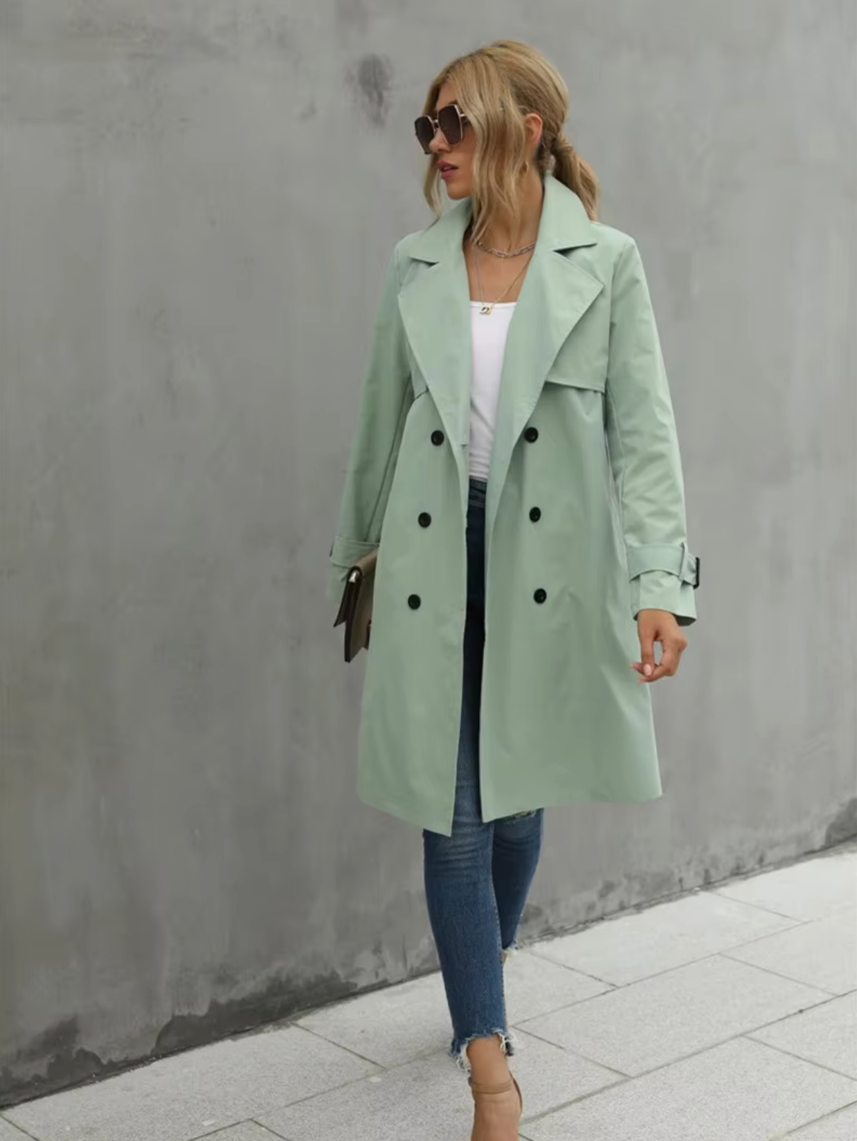 Ember – Casual dames trenchcoat met lange mouwen en tailleceintuur
