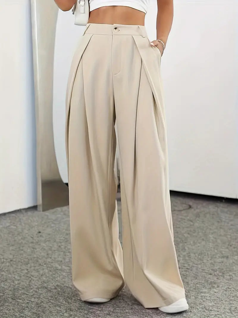 Dina - Chique Herfst Hoge Taille Plissé Broek voor Vrouwen