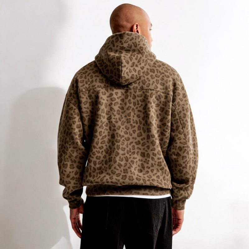 Jairo | Hoodie met luipaardprint voor heren - Stijlvolle pullover voor casual streetwear