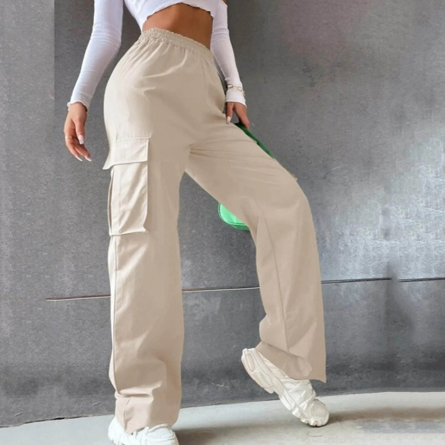 Jenny - Stijlvolle Hoge Taille Cargo Broek voor Herfst Vrouwen