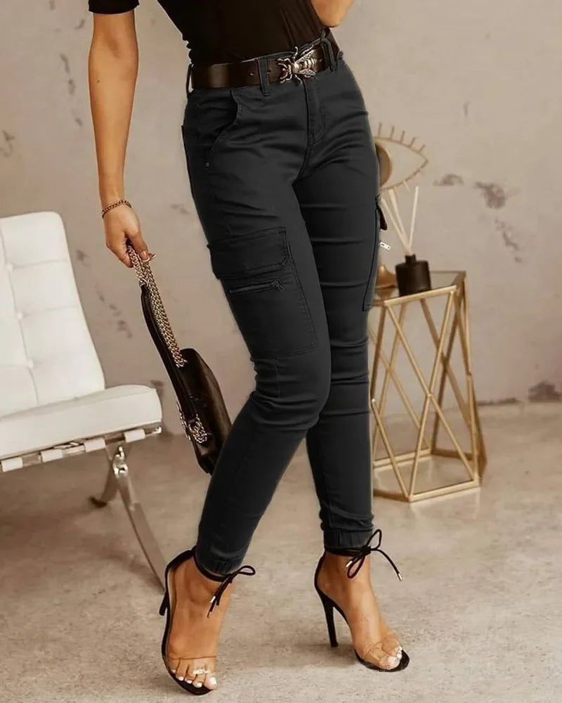 Gwen - Stoere Cargo Broek met Hoge Taille voor Vrouwen