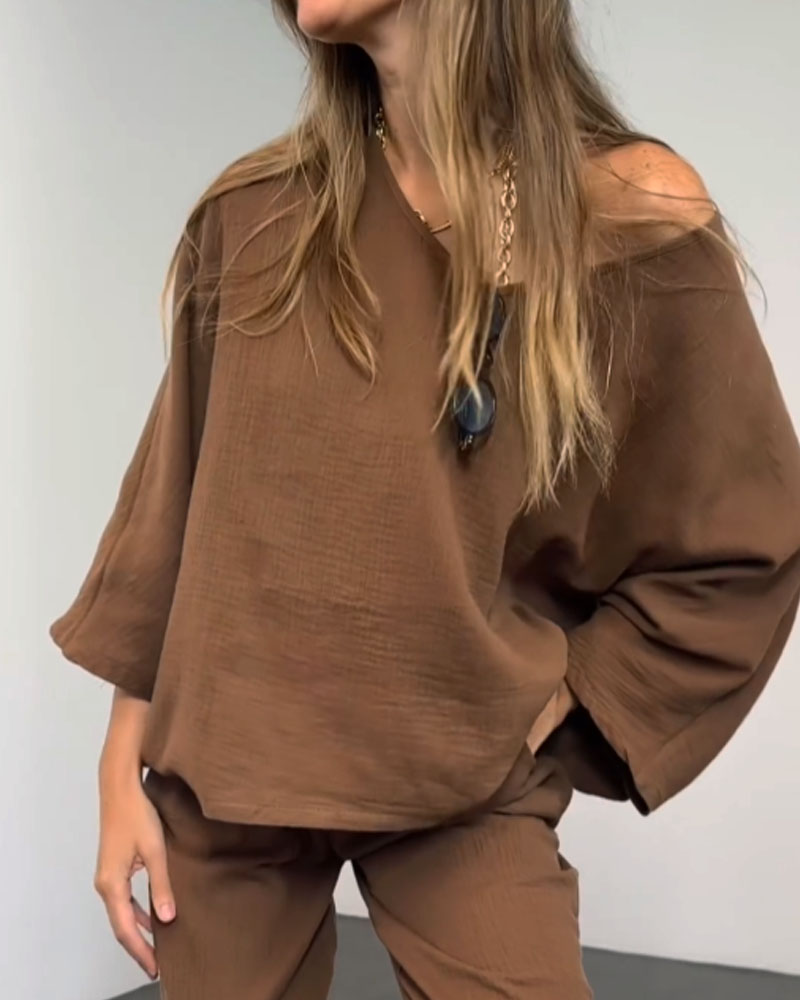 Elina | Casual V-hals top & broek set