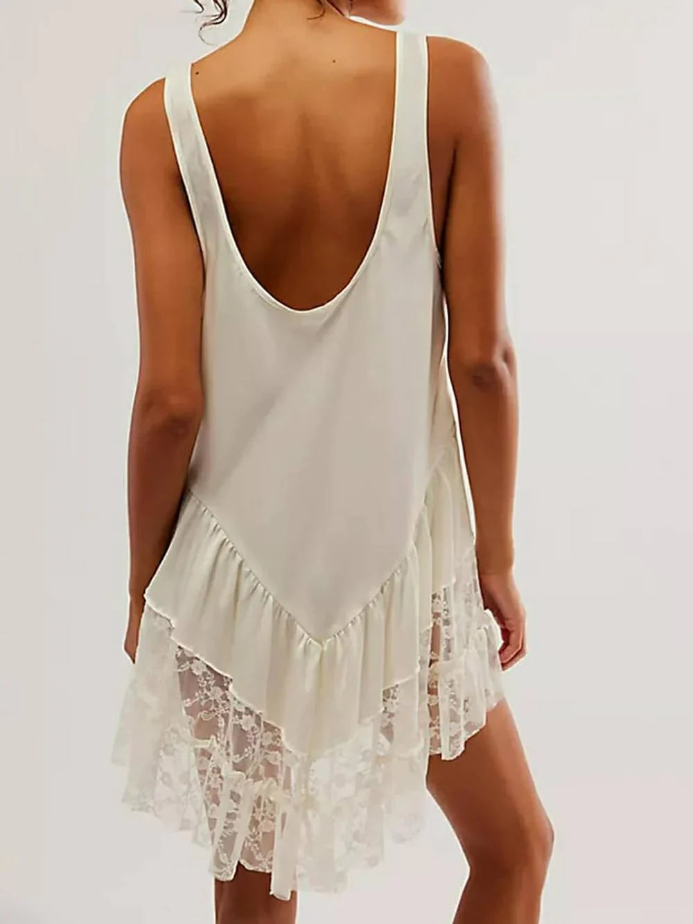 Kanten Flowy Mini Jurk & Teddy Trui