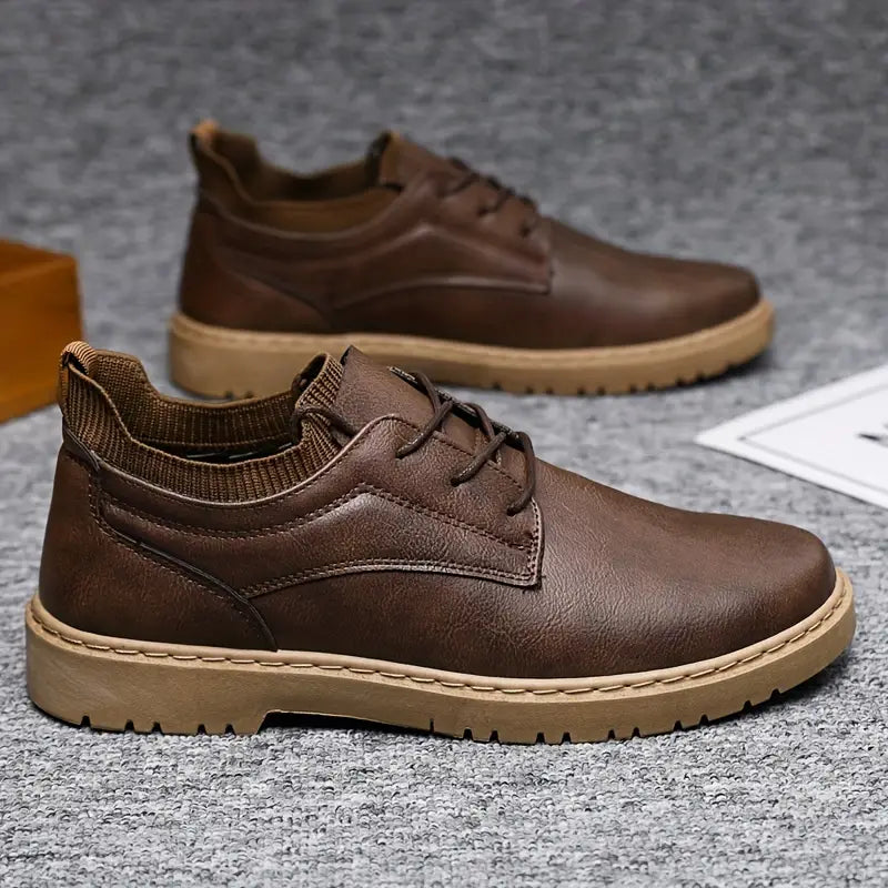 Samuel - Klassieke en Stijlvolle Herfst Antislip Bruine Leren Schoenen voor Mannen