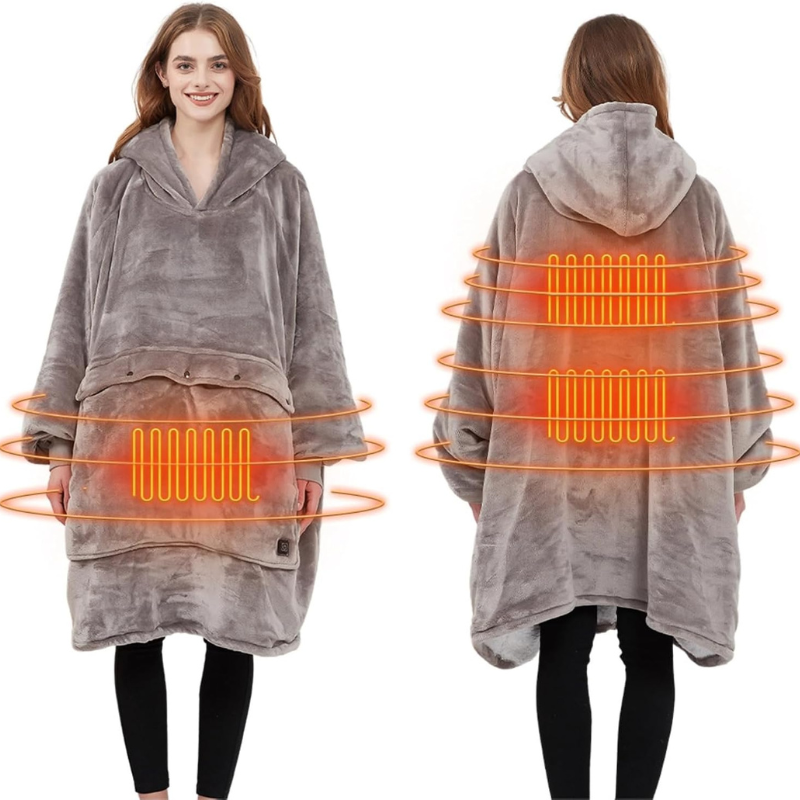 WarmWrap | Oversized Hoodie Deken met USB-verwarming - Fleece draagbare deken voor behaaglijke warmte, wintercomfort