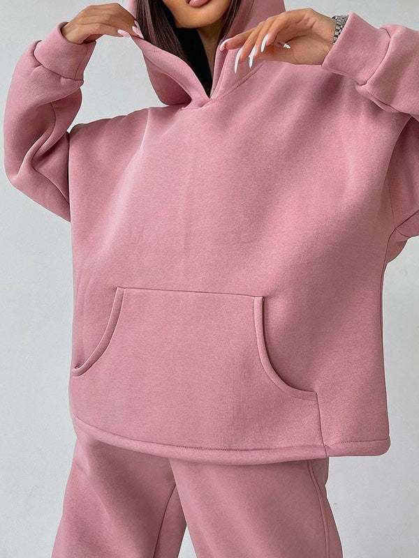 Shanaia | Stijlvolle losse effen kleur hoodie & oversized broek sportpak