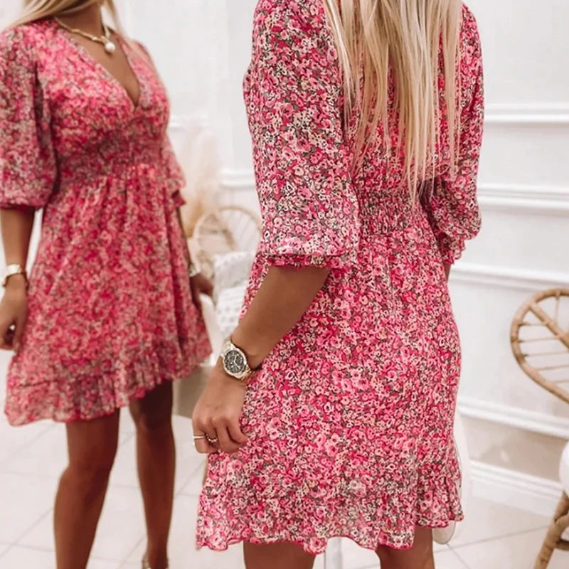 Comfortabel Mini Jurkje met Bloemenprint