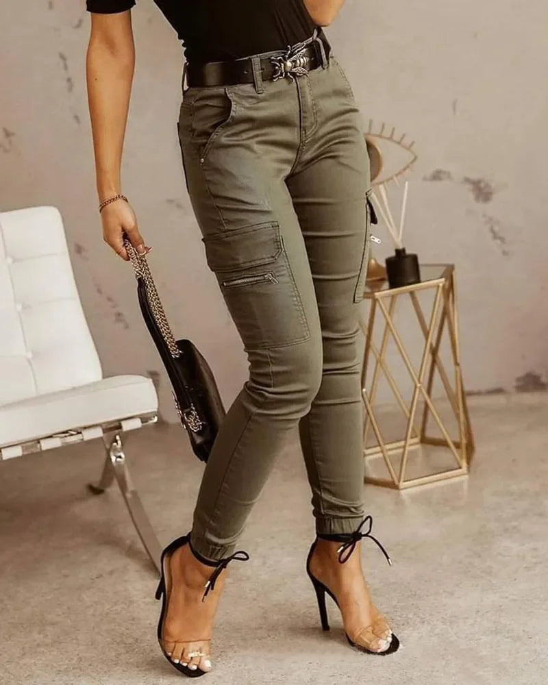 Gwen - Stoere Cargo Broek met Hoge Taille voor Vrouwen