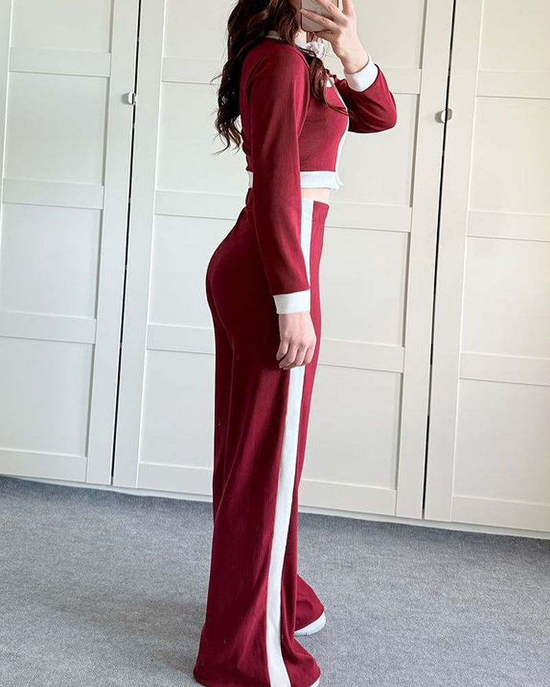 Kaelin | Stijlvolle Colorblock Knit Top & Broek Set voor Vrouwen - Elegant en casual