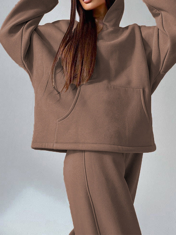 Shanaia | Stijlvolle losse effen kleur hoodie & oversized broek sportpak
