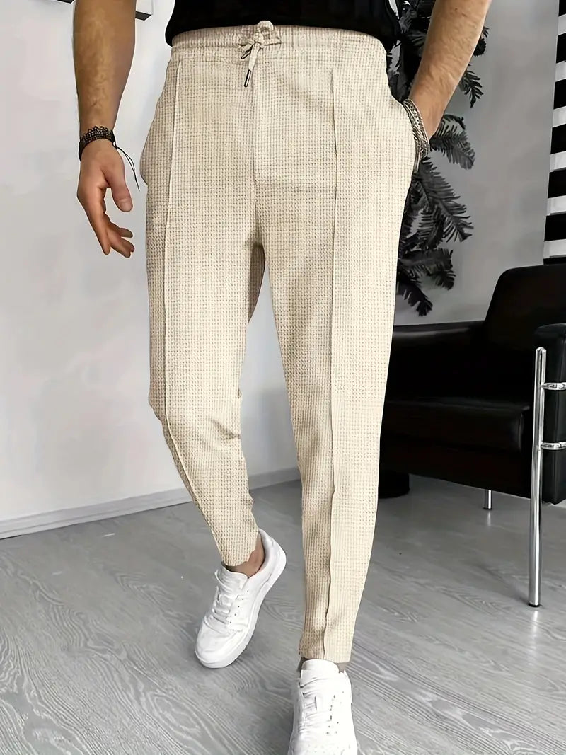 Lars - Stijlvolle Waffle Print Broek voor Mannen