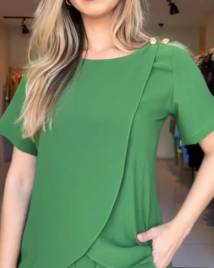 Damara | Casual groene tweedelige broekenset