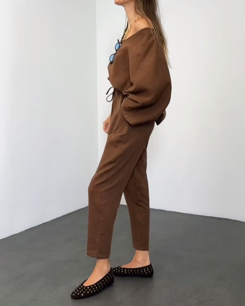 Elina | Casual V-hals top & broek set