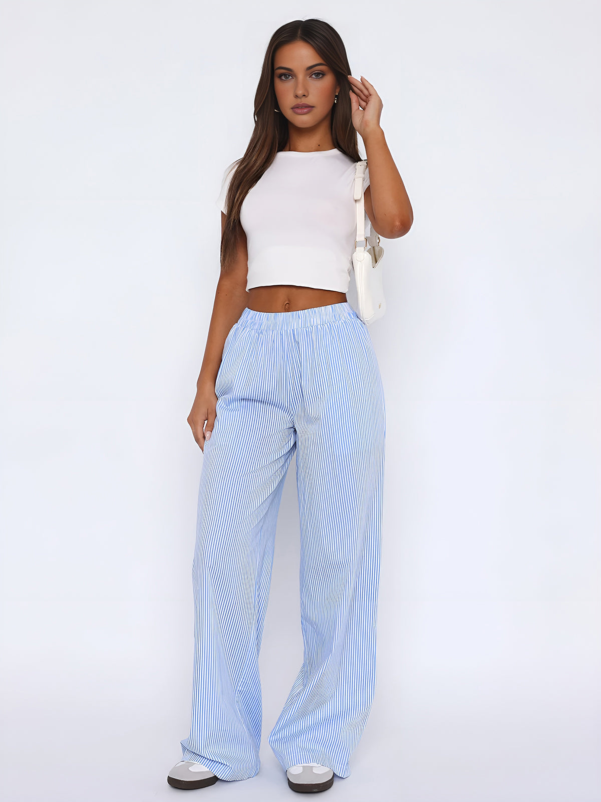 Yvette - Gestreepte Oversized Lange Broek voor Dames