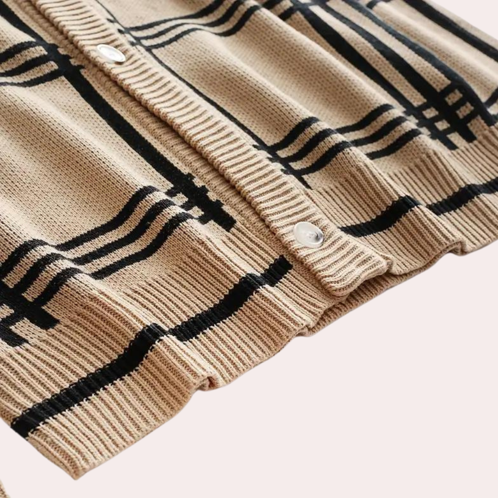 Wylder | Retro luxe geruit oversized gebreid vest