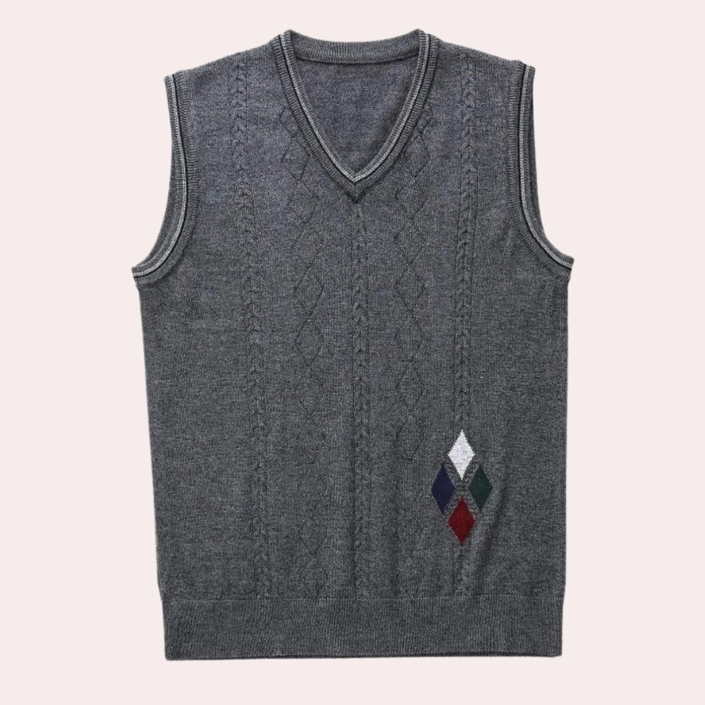 Rurik | Retro v-hals gebreid mouwloos vest
