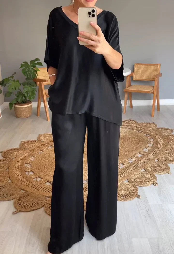 Roxana | Elegant satijnen casual 2-delige set