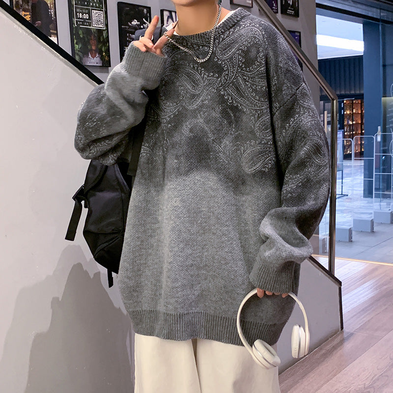 Barron | Trendy oversized trui met paisleyprint met kleurverloop