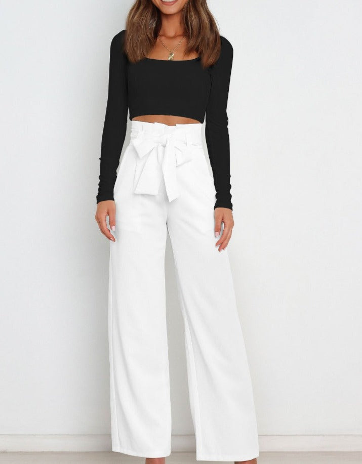 Samantha - Trendy Broek met Knoopsluiting en Wijde Broekspijpen voor Vrouwen