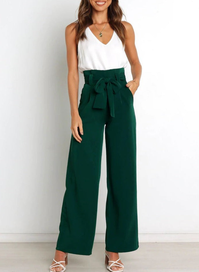 Samantha - Trendy Broek met Knoopsluiting en Wijde Broekspijpen voor Vrouwen