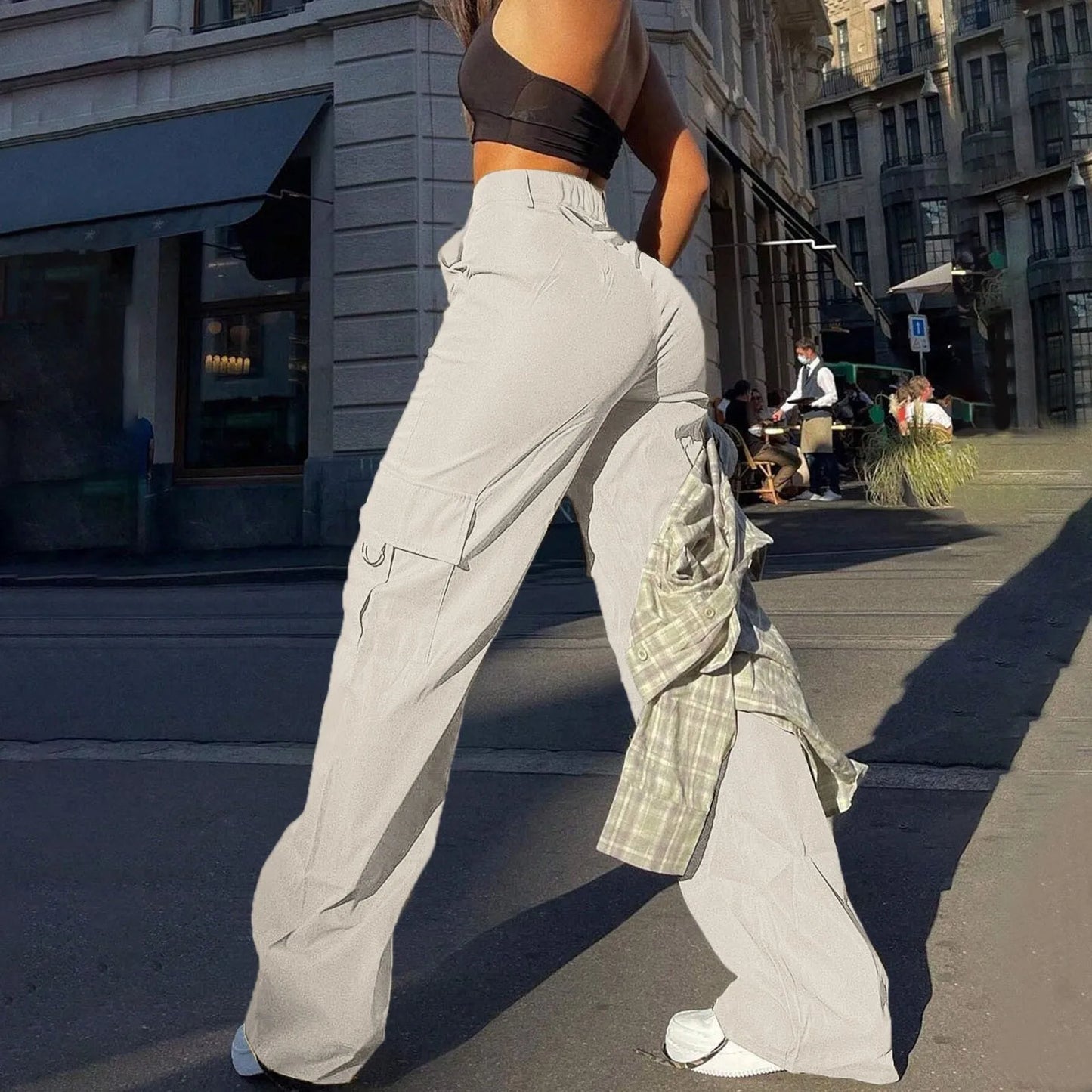 Jade - Streetwear Lente Cargo Broek High Waist voor Vrouwen