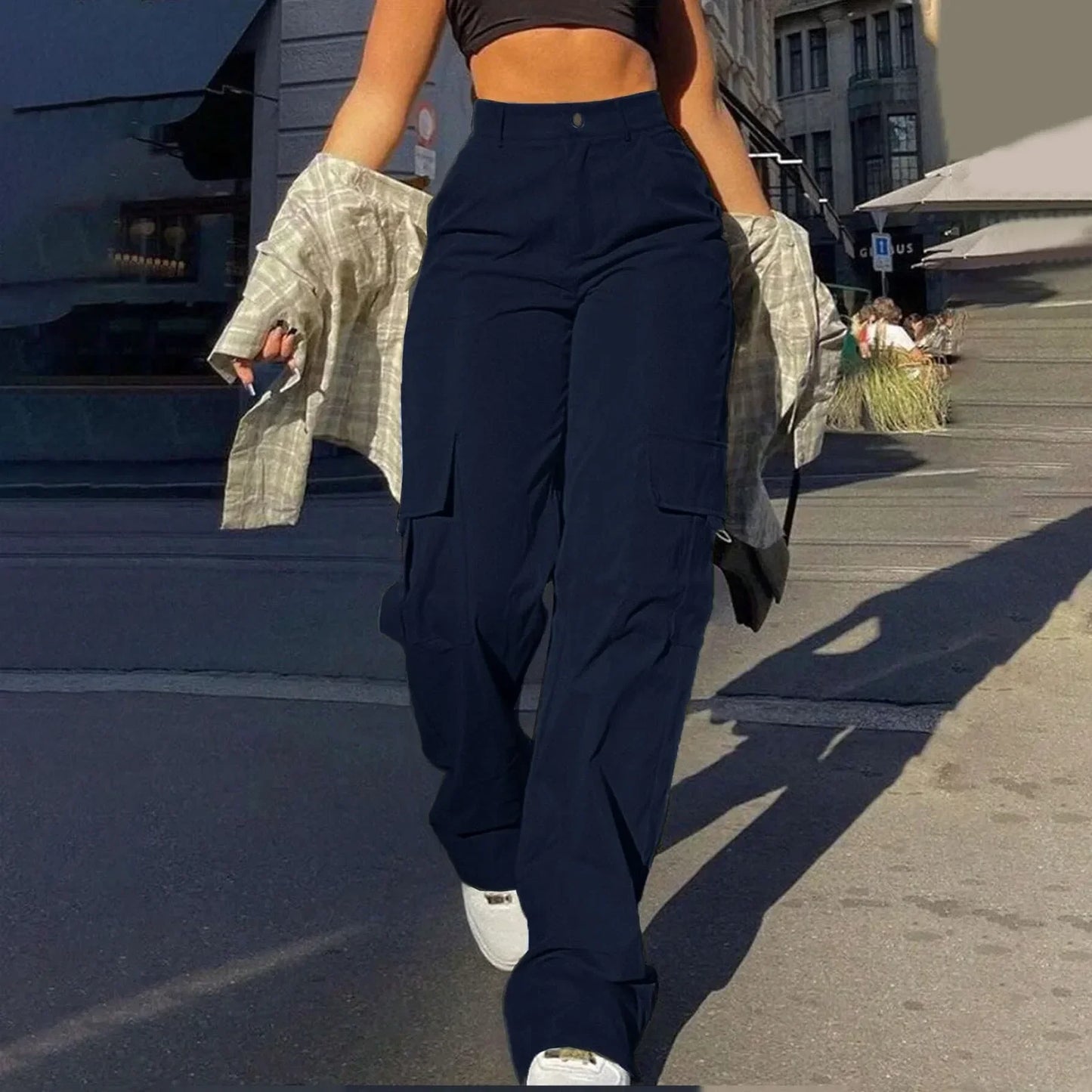 Jade - Streetwear Lente Cargo Broek High Waist voor Vrouwen