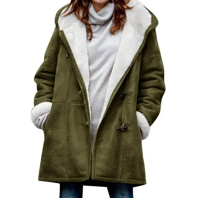 Lina | Fleece-gevoerde Wintermantel met Kap en Stijlvolle Details