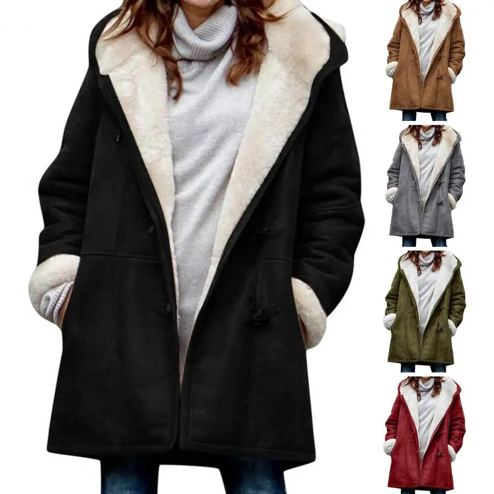 Lina | Fleece-gevoerde Wintermantel met Kap en Stijlvolle Details