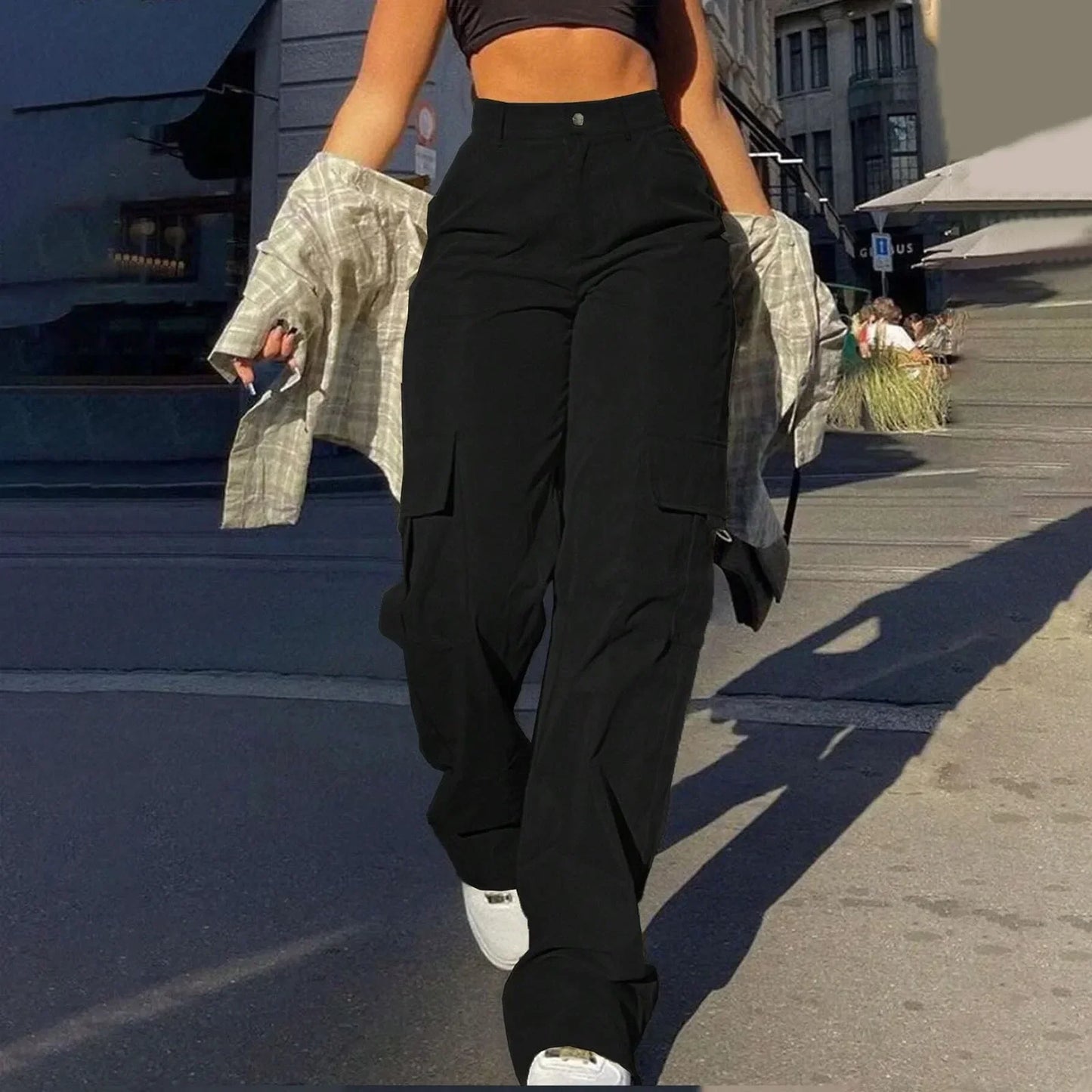 Jade - Streetwear Lente Cargo Broek High Waist voor Vrouwen