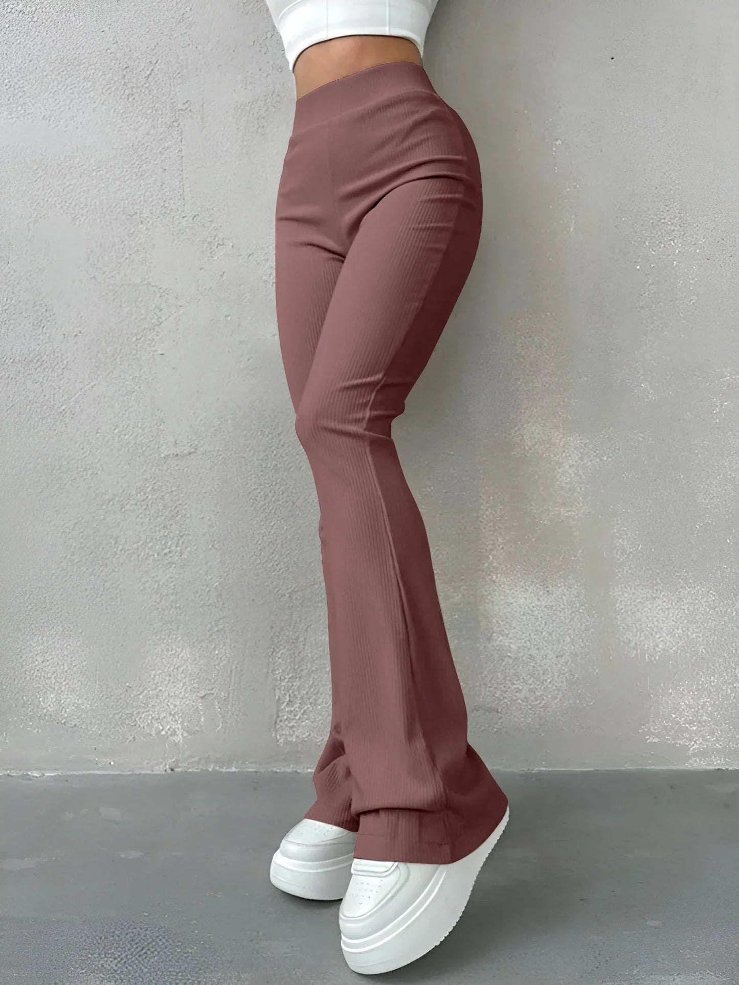Kendall - Chique Herfst Geribbelde Flared Broek voor Vrouwen